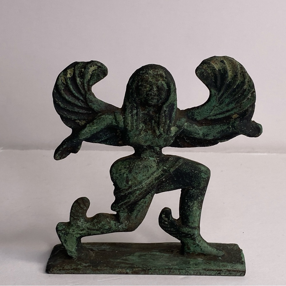 Vintage Cast Bronze Greek Winged Warrior Female Runner Figurine